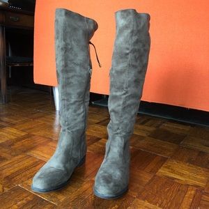 Lady Godiva Faux Suede Knee High Boots